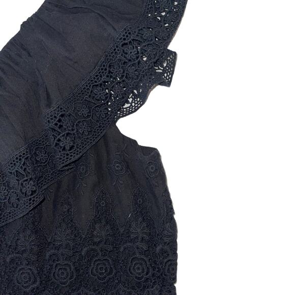 Loves Shack Fancy Pamela Asymmetric One Shoulder Black Midi Dress Size XS - Picture 7 of 14